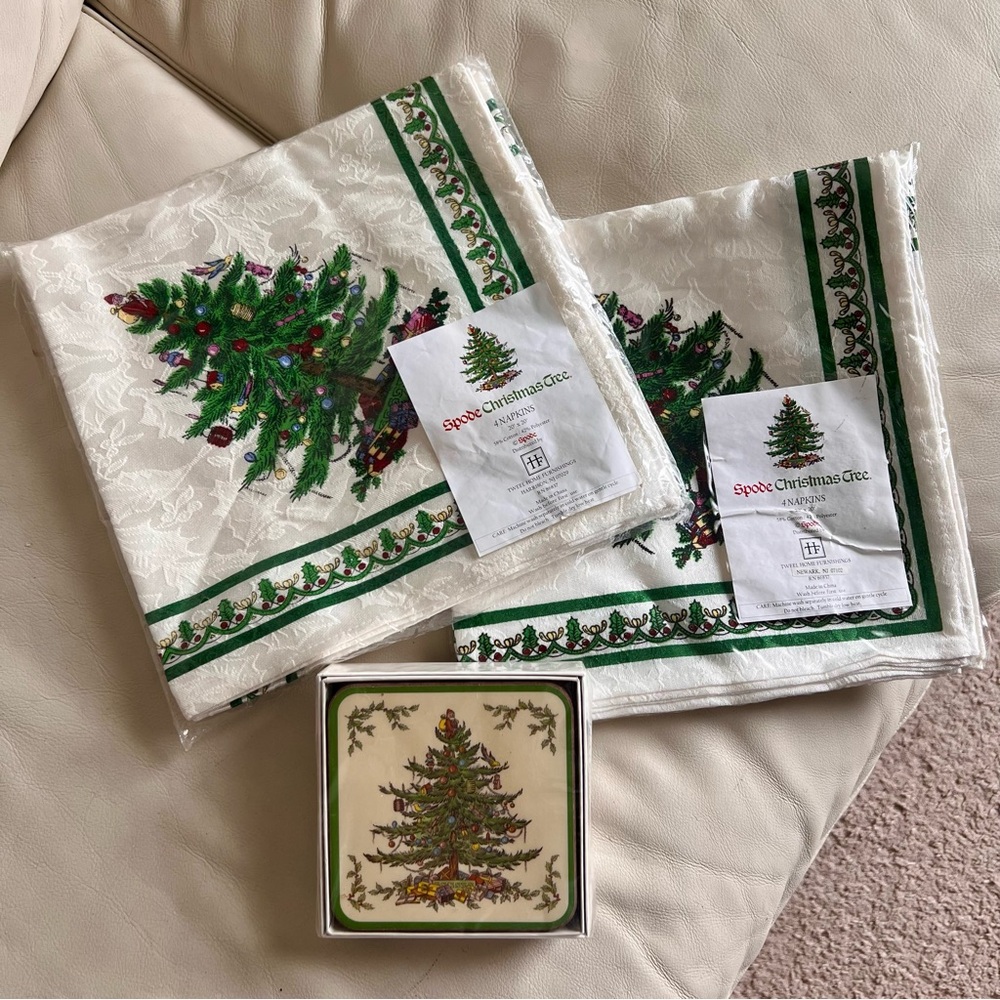 Spode Christmas Tree 8 Napkins & 6 Coasters NEW!